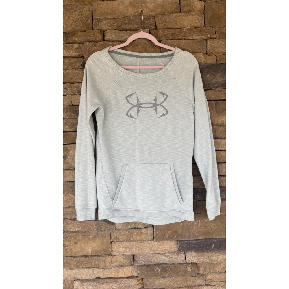 Under Armour Sweatshirt Womens Small Blue ColdGear Pocket‎ Logo Pullover Fleece
